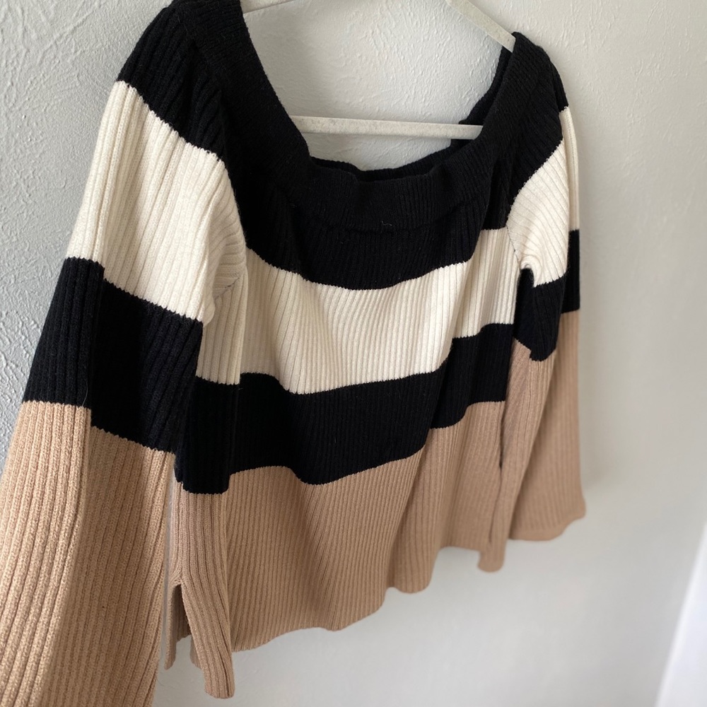 Neutral color block sweater